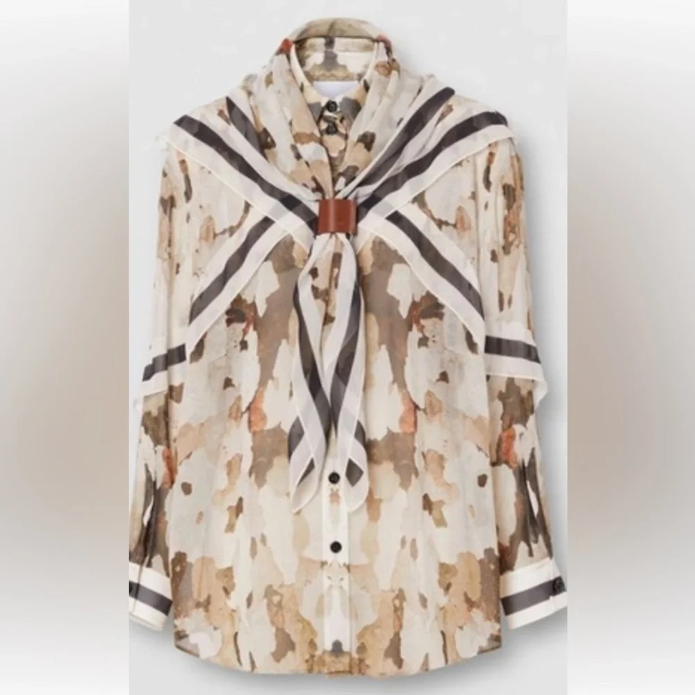 Emmie Button-Front Blouse w/Detachable Scarf - Picture 2 of 3